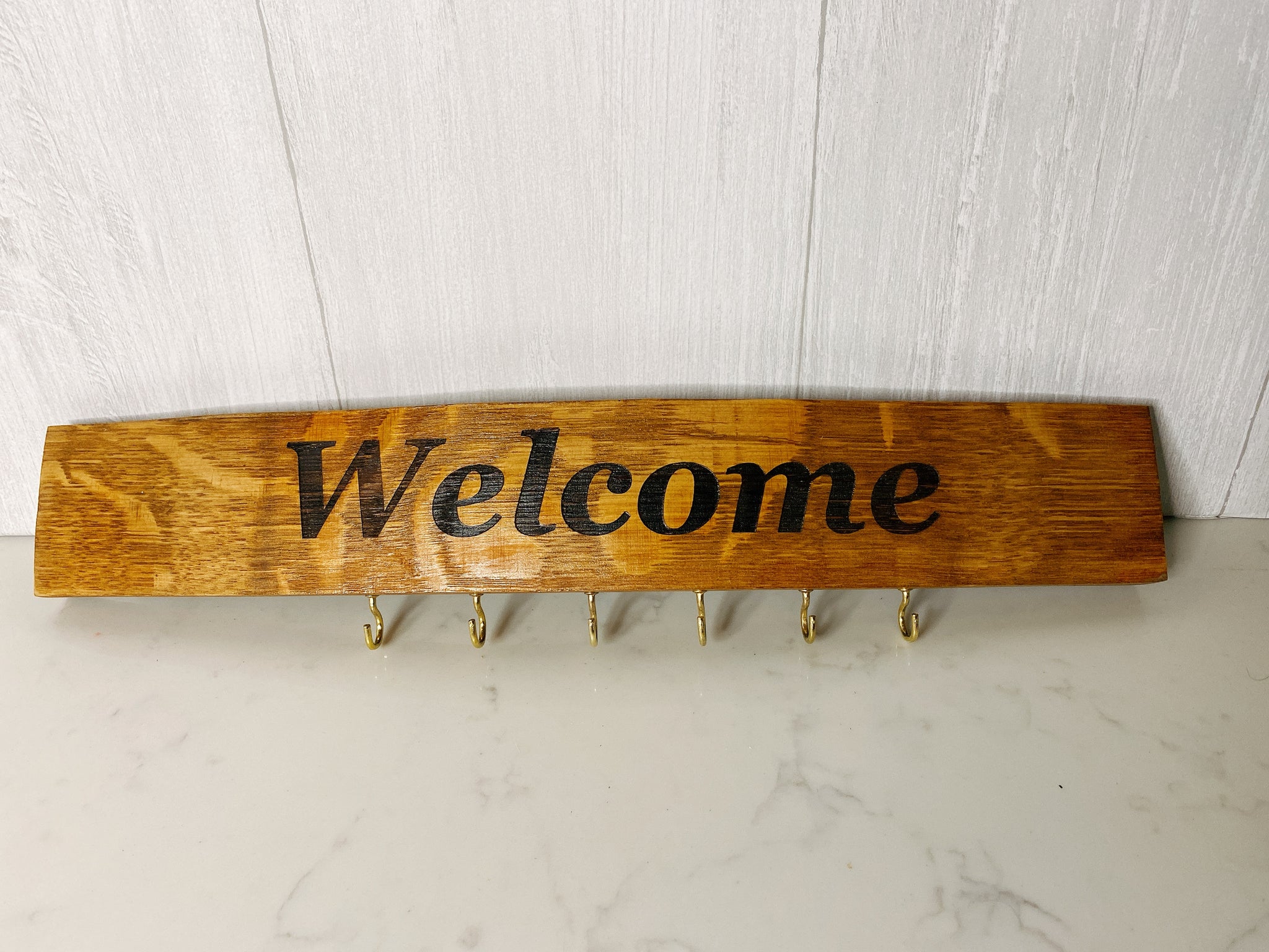 Barrel Stave Key Holder-Welcome