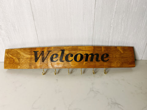 Barrel Stave Key Holder-Welcome