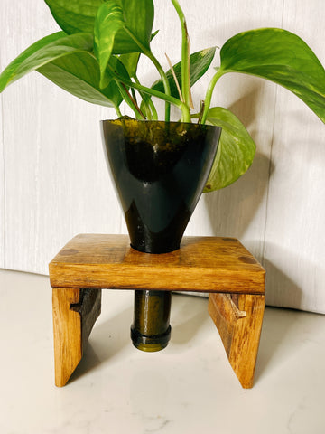 Wine barrel stave plant succulent stand