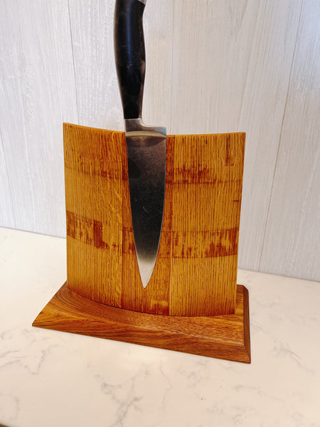 Oak Wine Barrel Stave Magnetic Knife Block