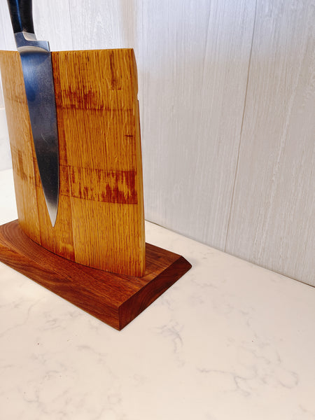 Oak Wine Barrel Stave Magnetic Knife Block