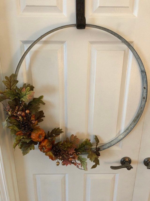 Fall wine barrel ring wreath