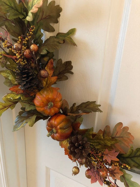 Fall wine barrel ring wreath