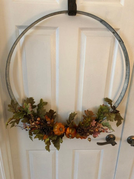 Fall wine barrel ring wreath