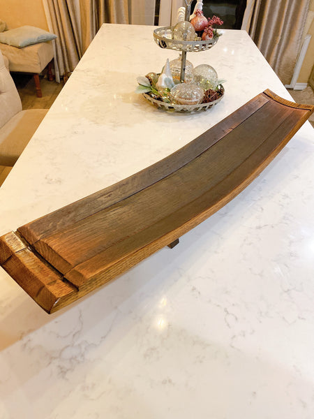 Full wine barrel stave charcuterie tray