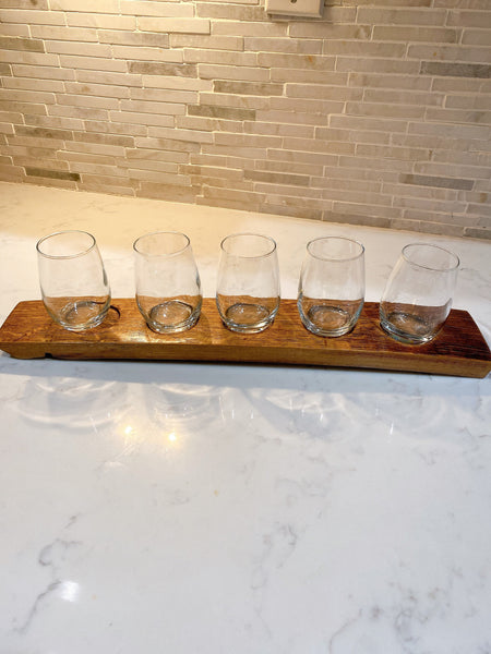 Wine barrel stave tasting set