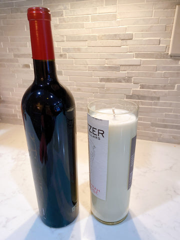 Reclaimed wine bottle candle-Tall Clear glass