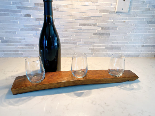 Wine barrel stave tasting flight set