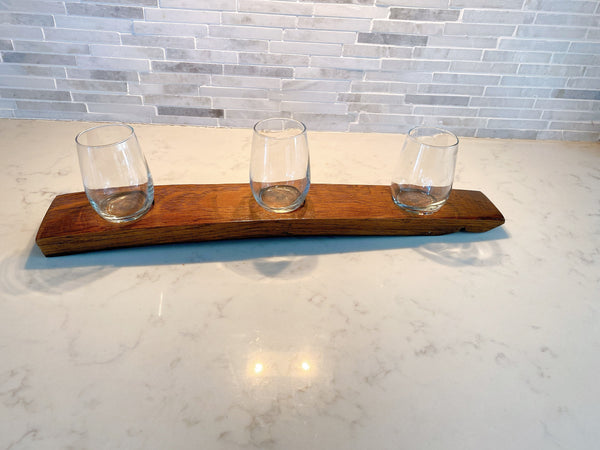 Wine barrel stave tasting flight set