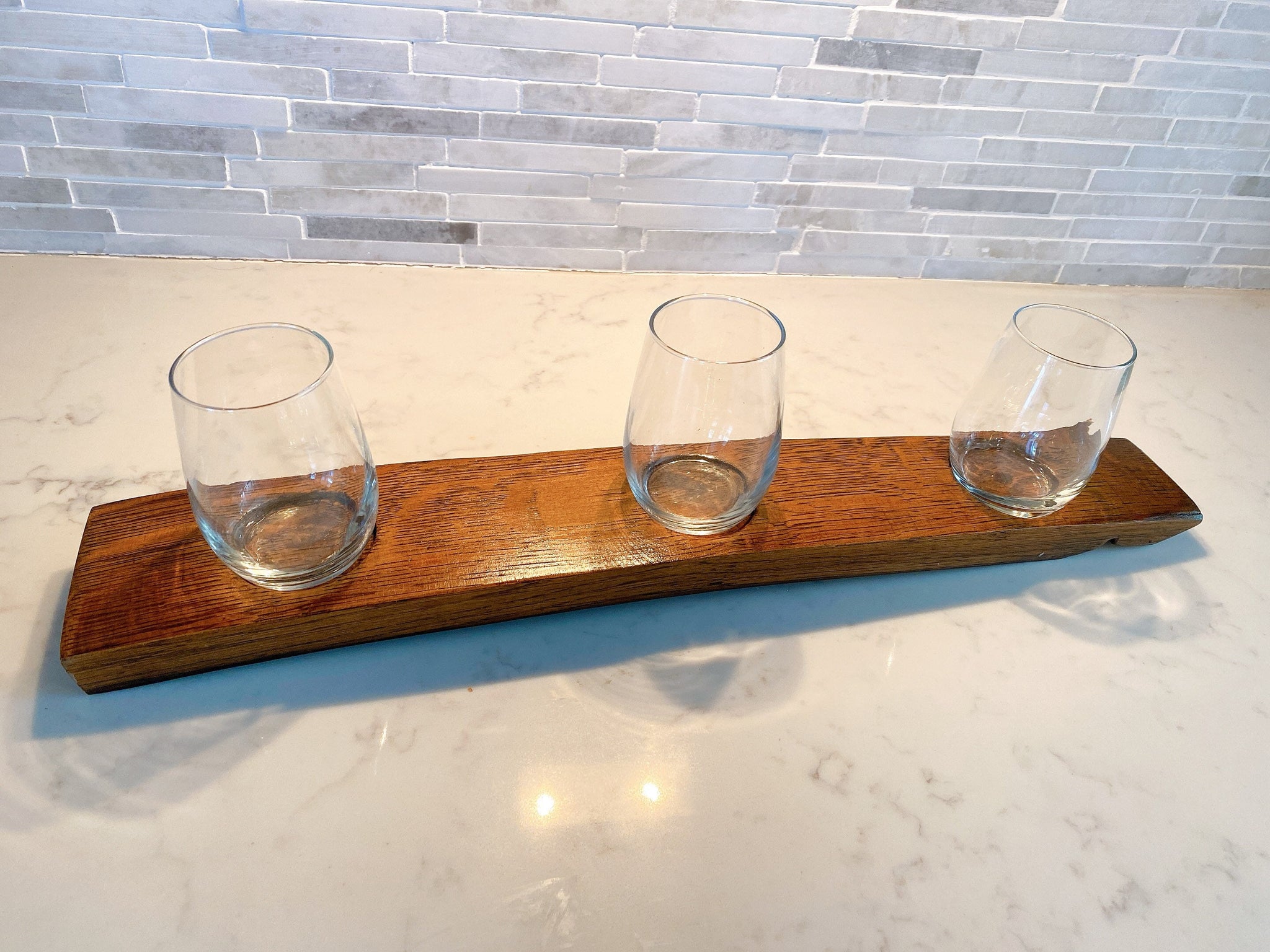 Wine barrel stave tasting flight set