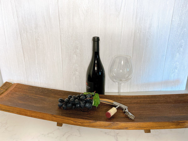 Full wine barrel stave charcuterie tray